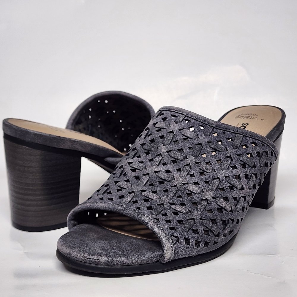 Sonoma Gray Heeled Mules